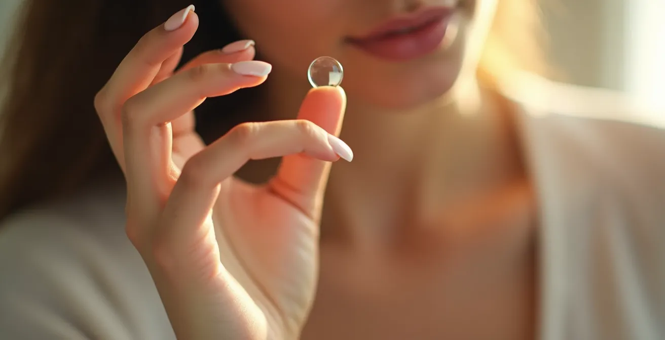 Main tenant délicatement une lentille de contact