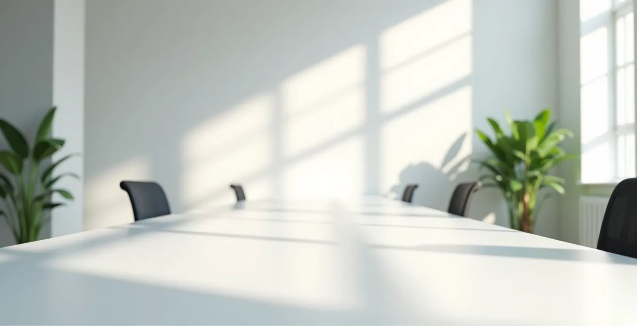 Espace de travail moderne épuré avec éclairage naturel